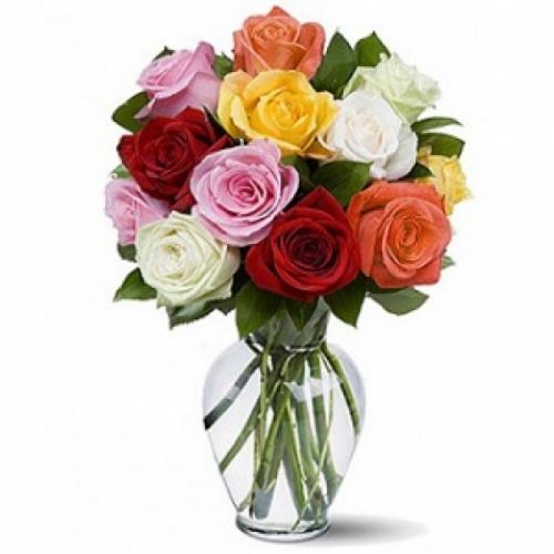 11 разноцветных роз с доставкой по Домодедово 