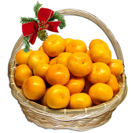 Заказать корзину  с мандаринами с доставкой, подарочная корзина на новый год по Домодедово 