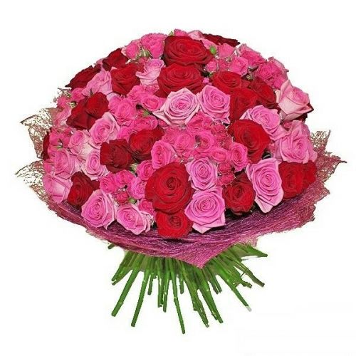 Букет из красных и розовых роз с доставкой по Домодедово 