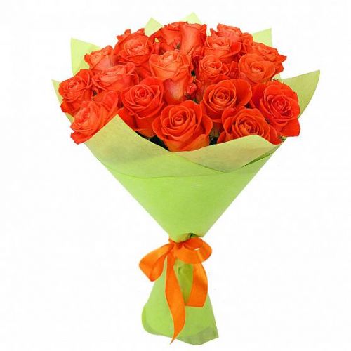 Купить 21-ну оранжевую розу с доставкой по Домодедово 
