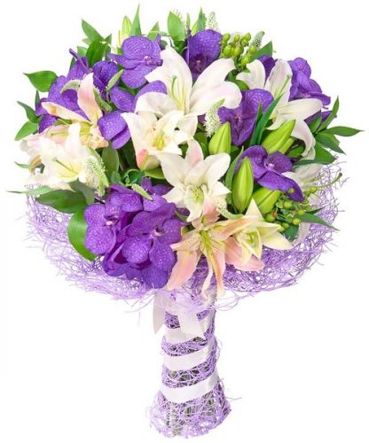Заказать букет из лилий и орхидей с доставкой по Домодедово 
