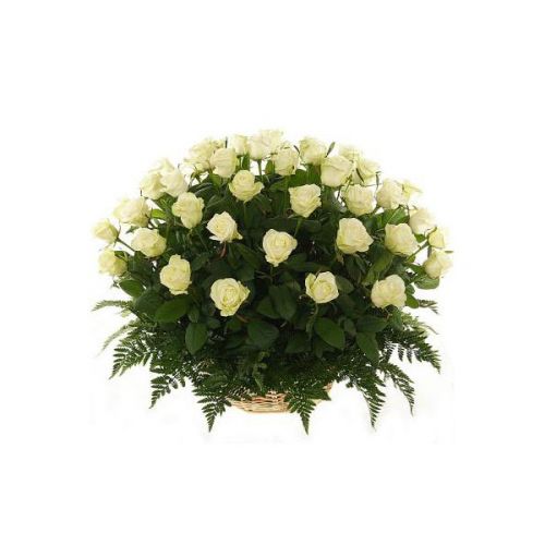 Купить корзину белых роз с доставкой по Домодедово 